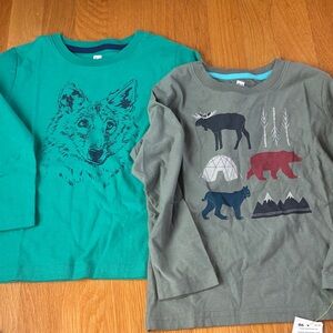 S/2 long sleeve cotton Tea collection boys graphic animal tees shirts 4